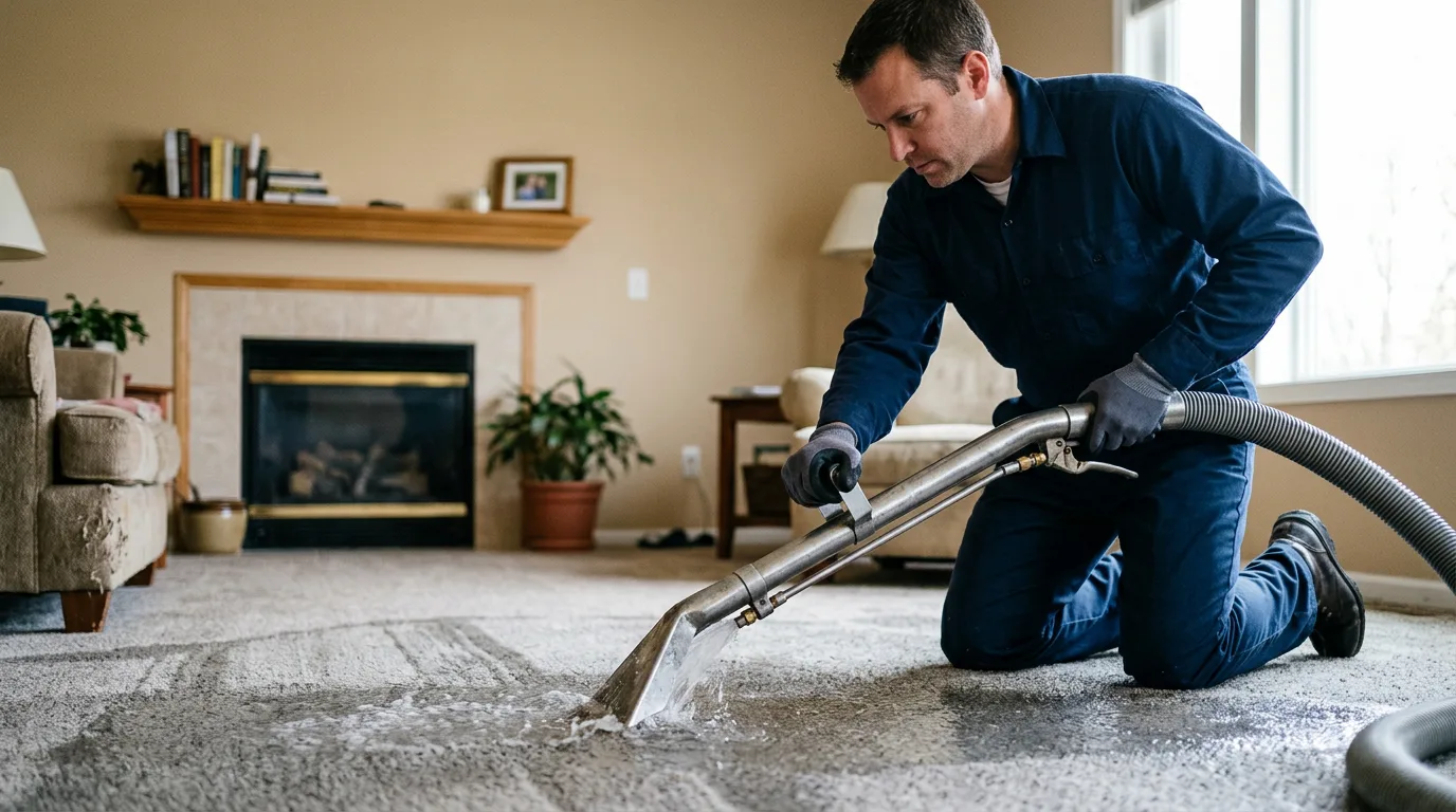 Water damage restoration technician working near Douglassville, TX